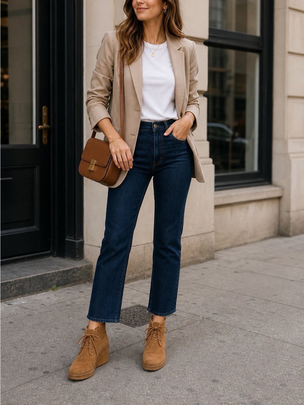 Clarks Tan Suede Wedge Lace-Up Ankle Booties - Picture 8 of 8